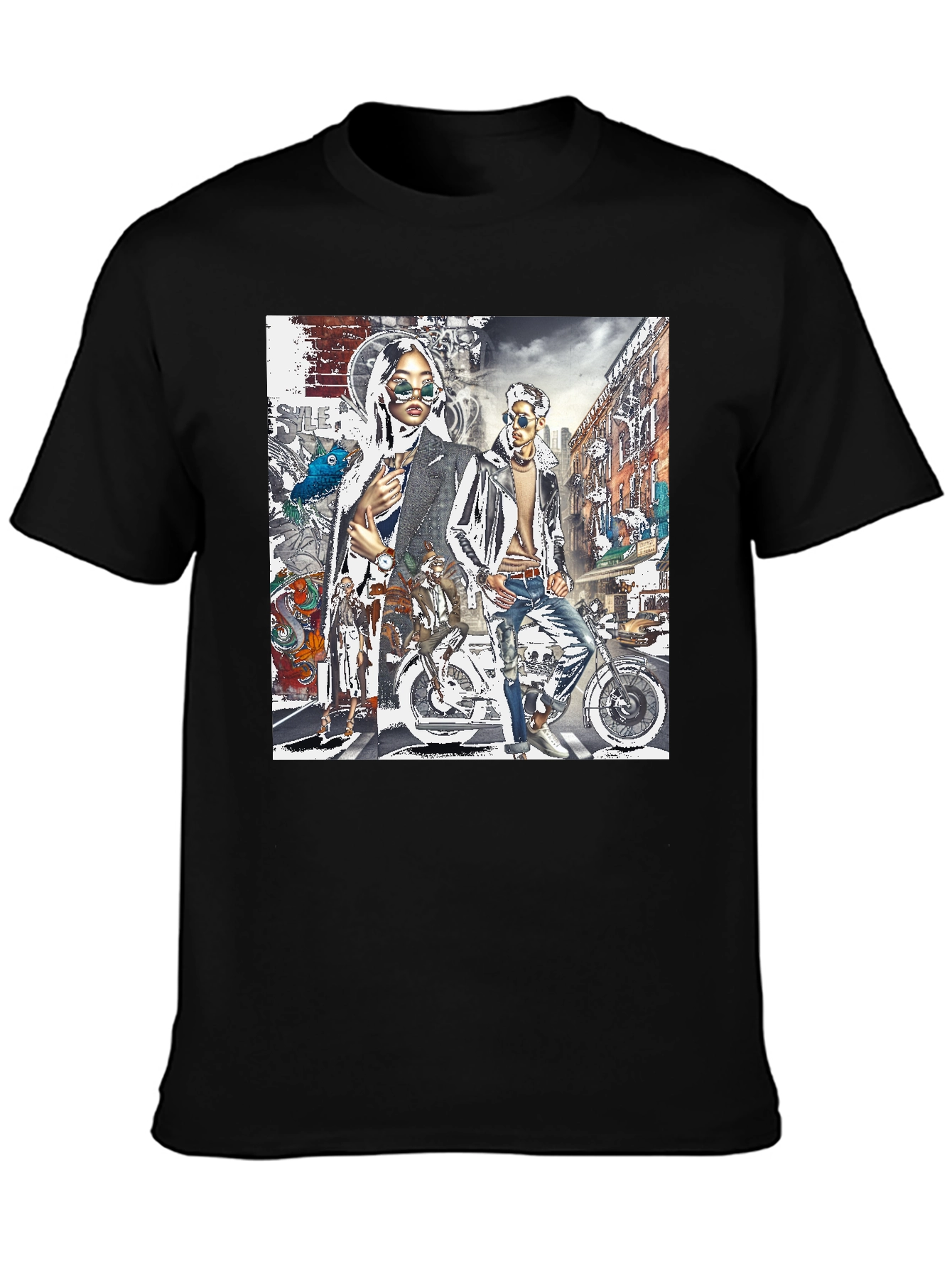 Stylish Graphic Print Black T-Shirt