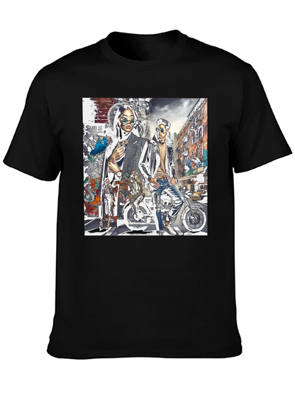 Stylish Graphic Print Black T-Shirt