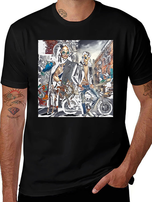 Stylish Graphic Print Black T-Shirt