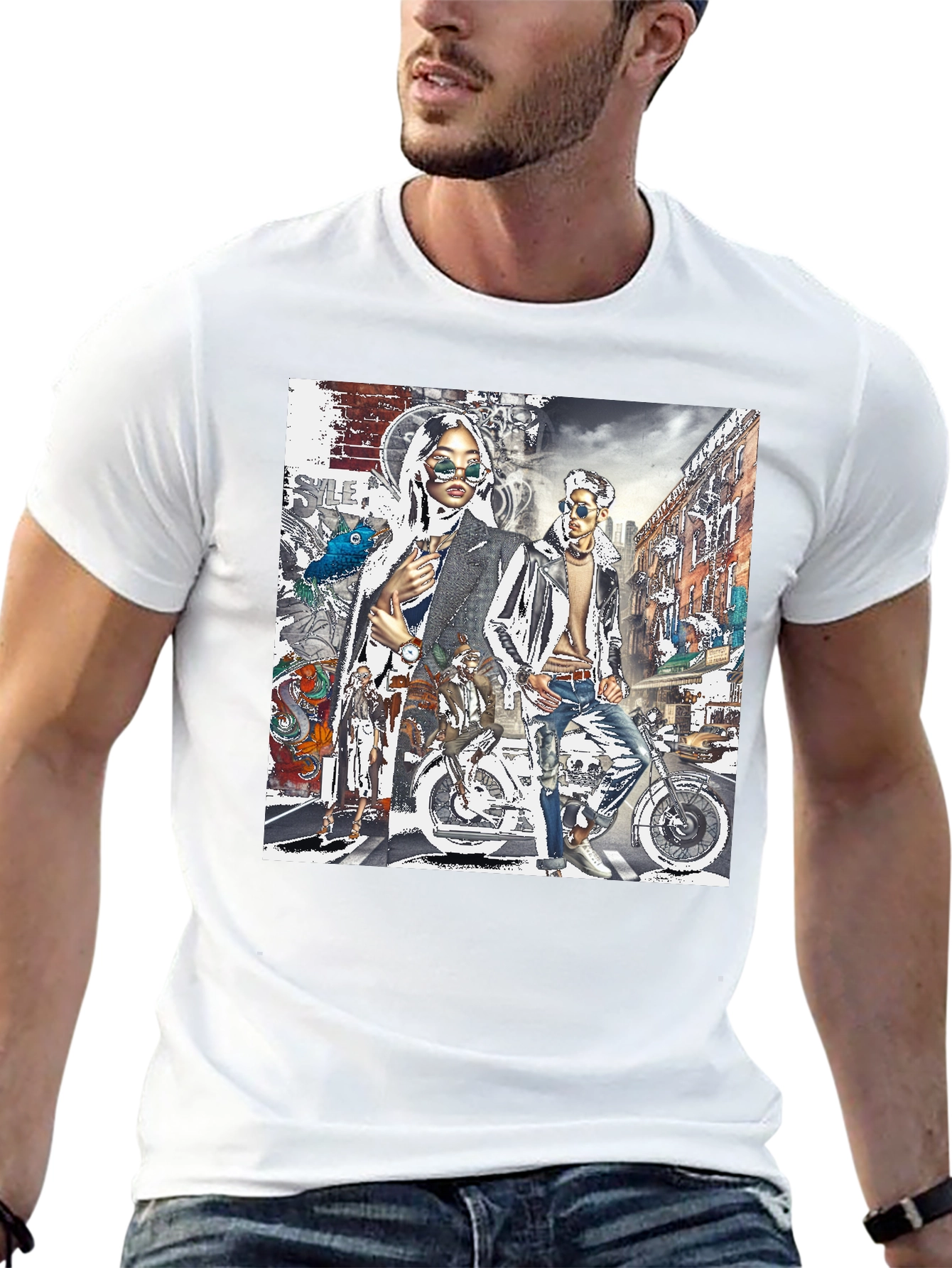 Stylish Graphic Print Black T-Shirt