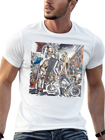 Stylish Graphic Print Black T-Shirt