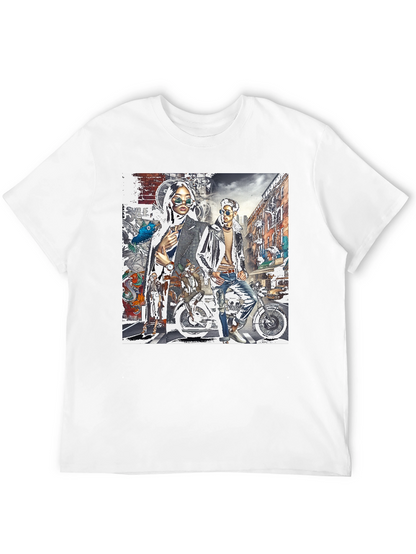 Stylish Graphic Print Black T-Shirt