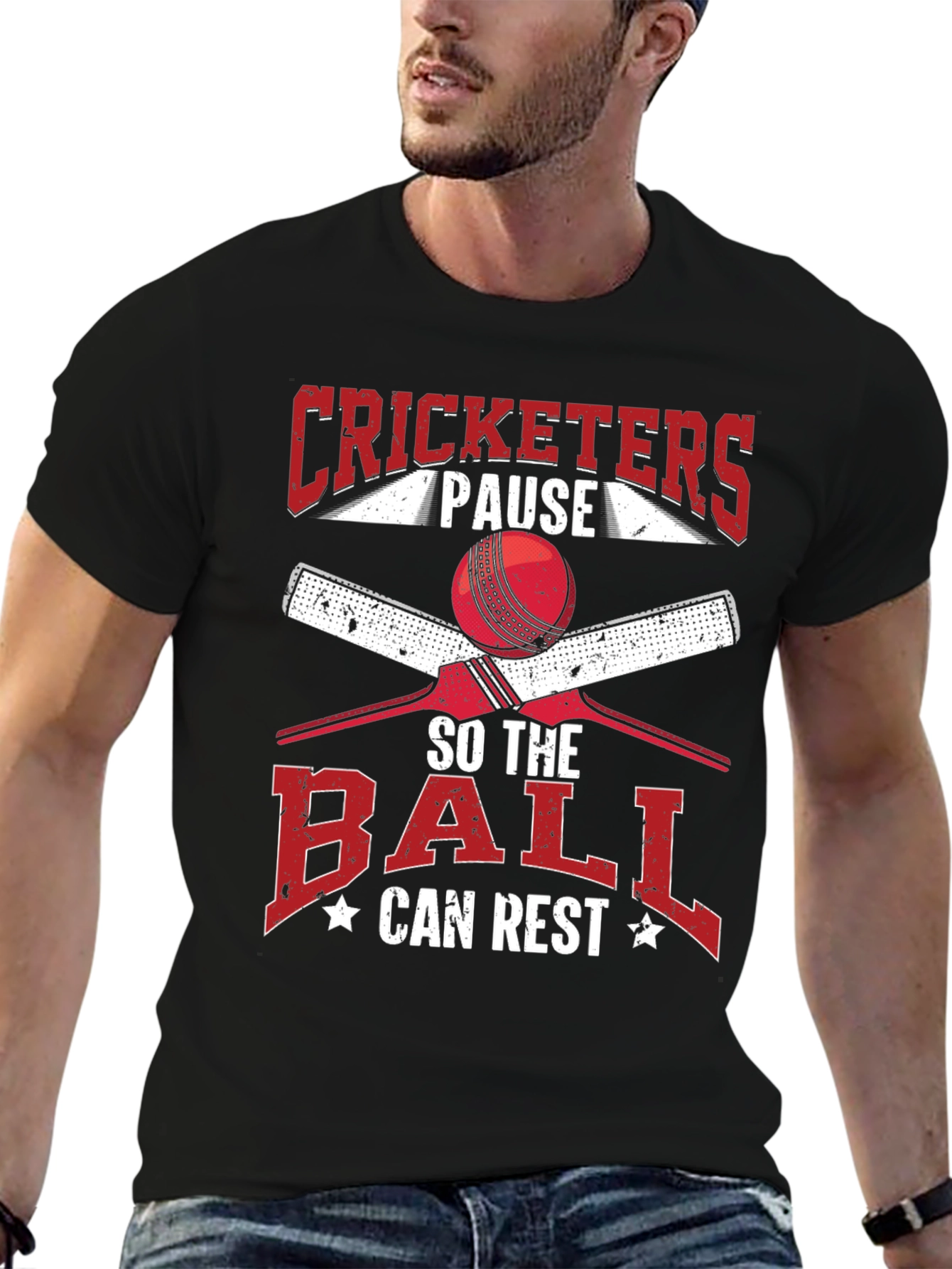 Cricket Lovers Tee: Pause So The Ball Can Rest