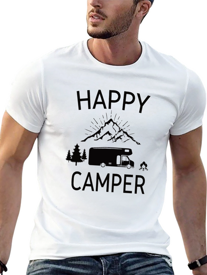Happy Camper Black Graphic T-Shirt - Adventure Ready!