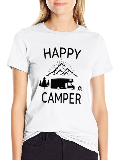 Happy Camper Black Graphic T-Shirt - Adventure Ready!