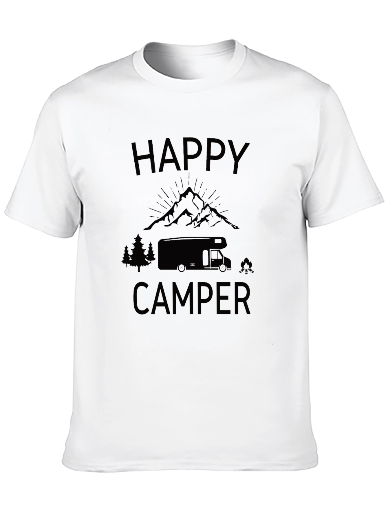 Happy Camper Black Graphic T-Shirt - Adventure Ready!