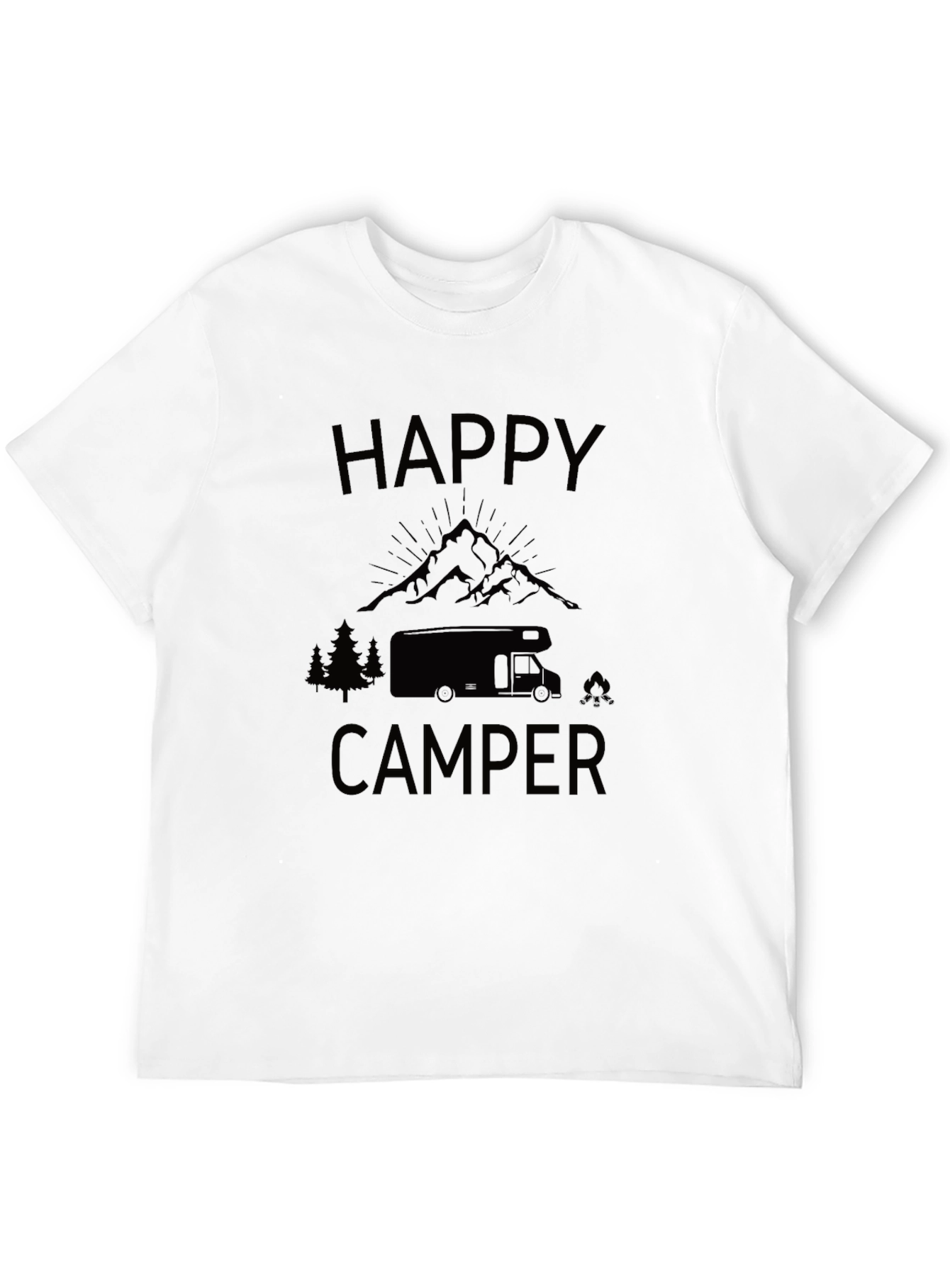 Happy Camper Black Graphic T-Shirt - Adventure Ready!