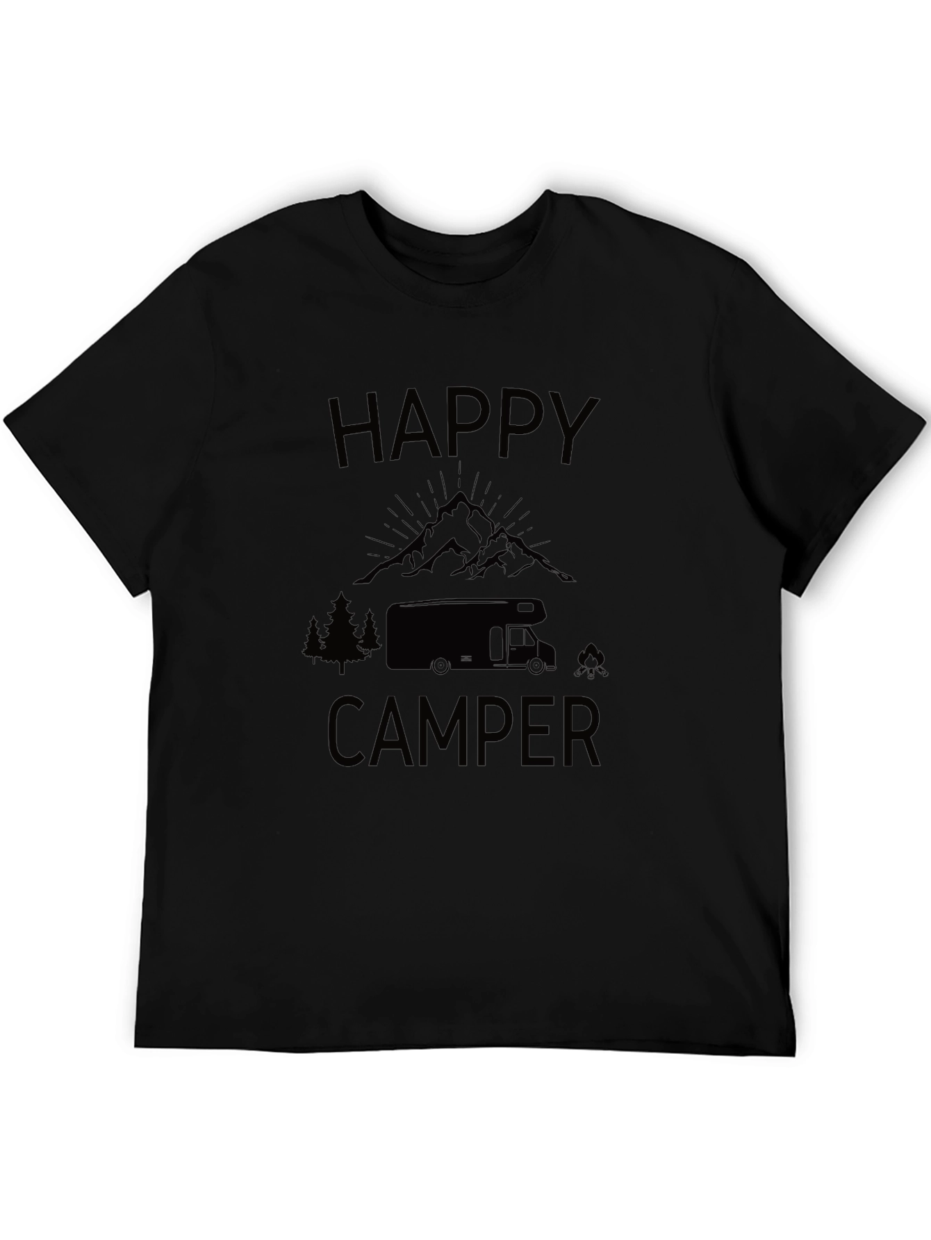 Happy Camper Black Graphic T-Shirt - Adventure Ready!