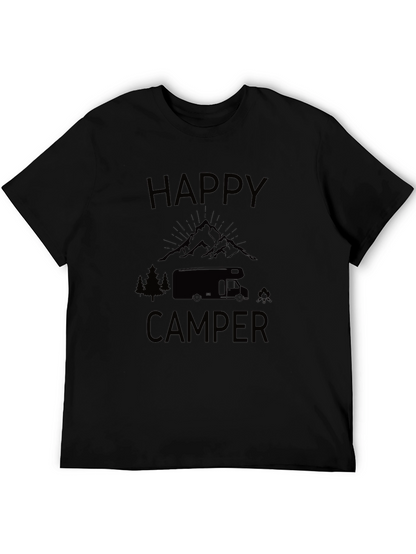 Happy Camper Black Graphic T-Shirt - Adventure Ready!