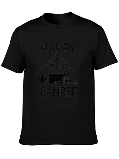 Happy Camper Black Graphic T-Shirt - Adventure Ready!