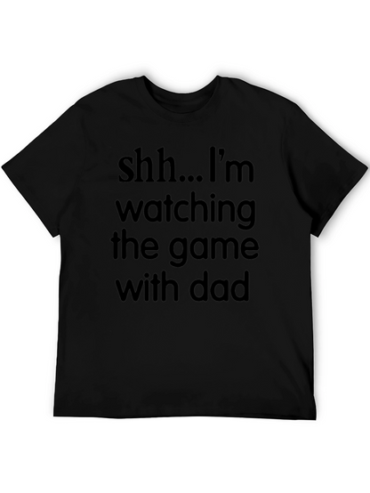 Funny Watching Game with Dad Black Graphic Tee
