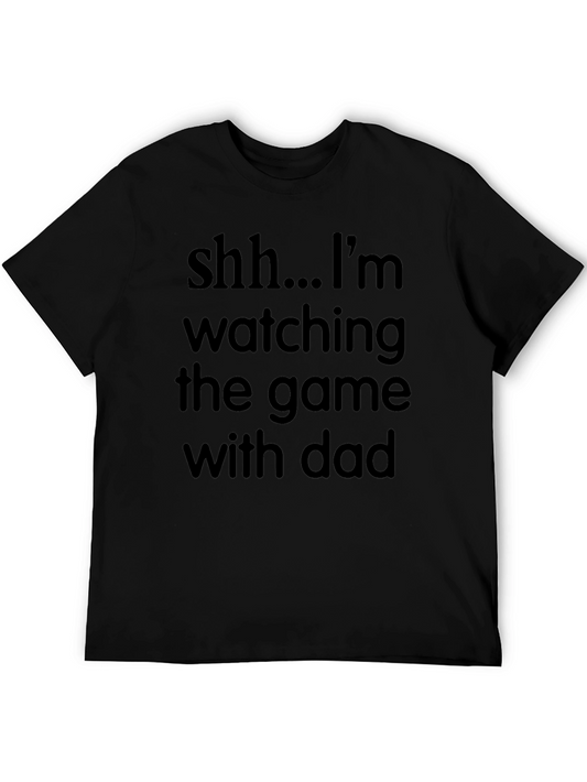 Funny Watching Game with Dad Black Graphic Tee
