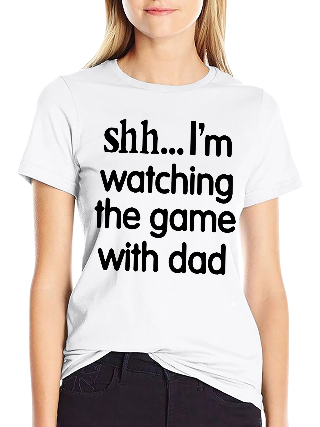 Funny Watching Game with Dad Black Graphic Tee