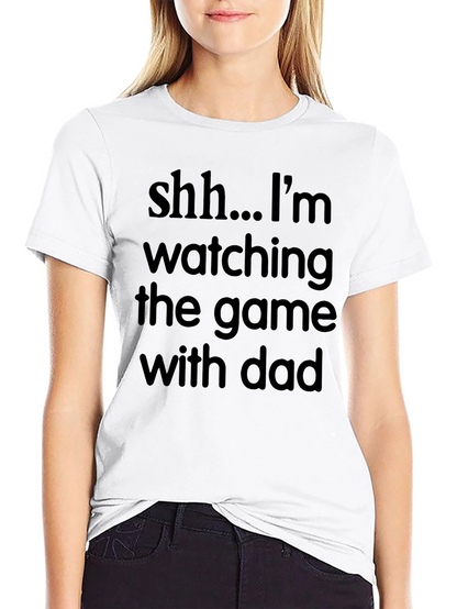 Funny Watching Game with Dad Black Graphic Tee
