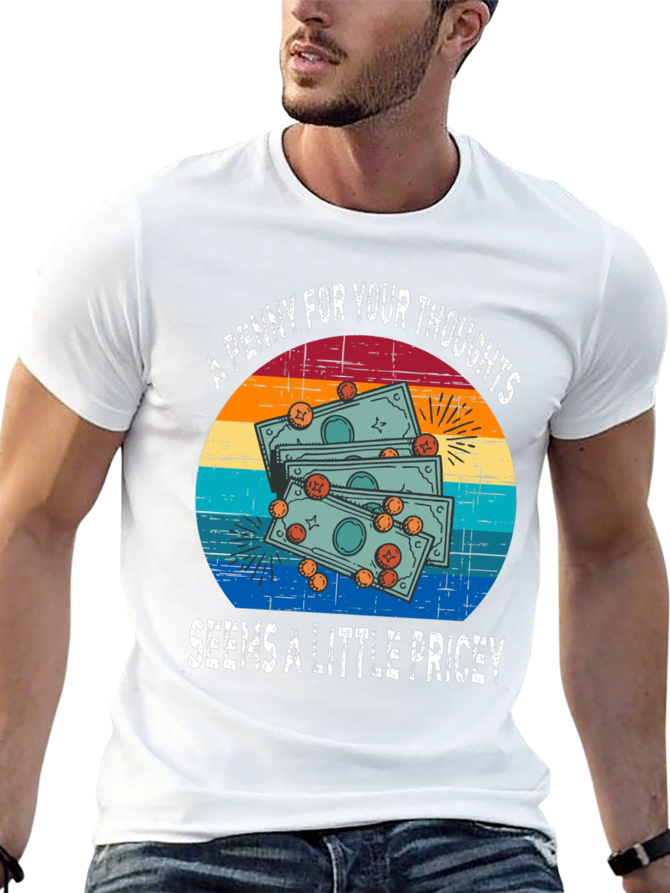 Penny For Your Thoughts Funny Graphic T-Shirt