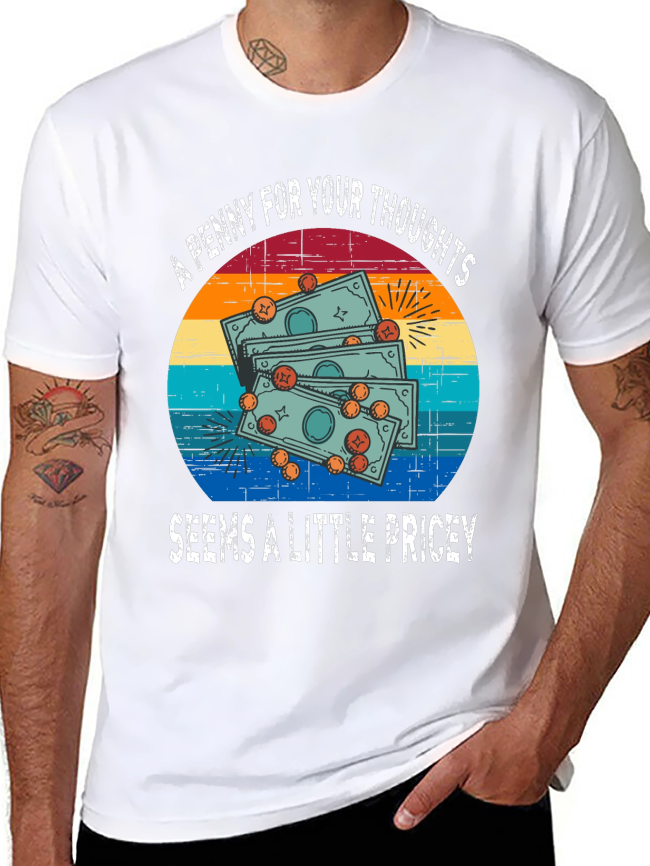 Penny For Your Thoughts Funny Graphic T-Shirt