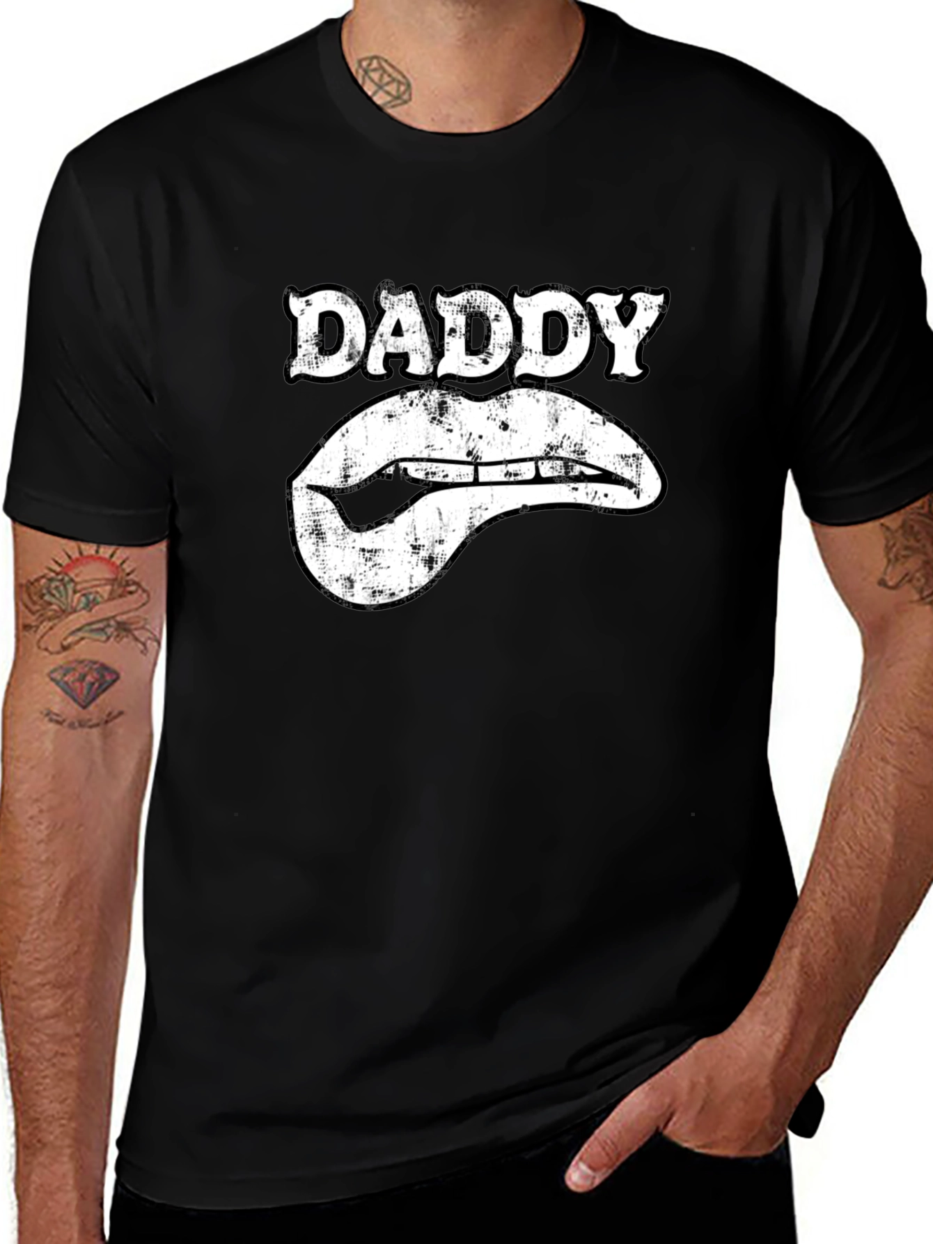 Daddy Lips Graphic T-Shirt - Black