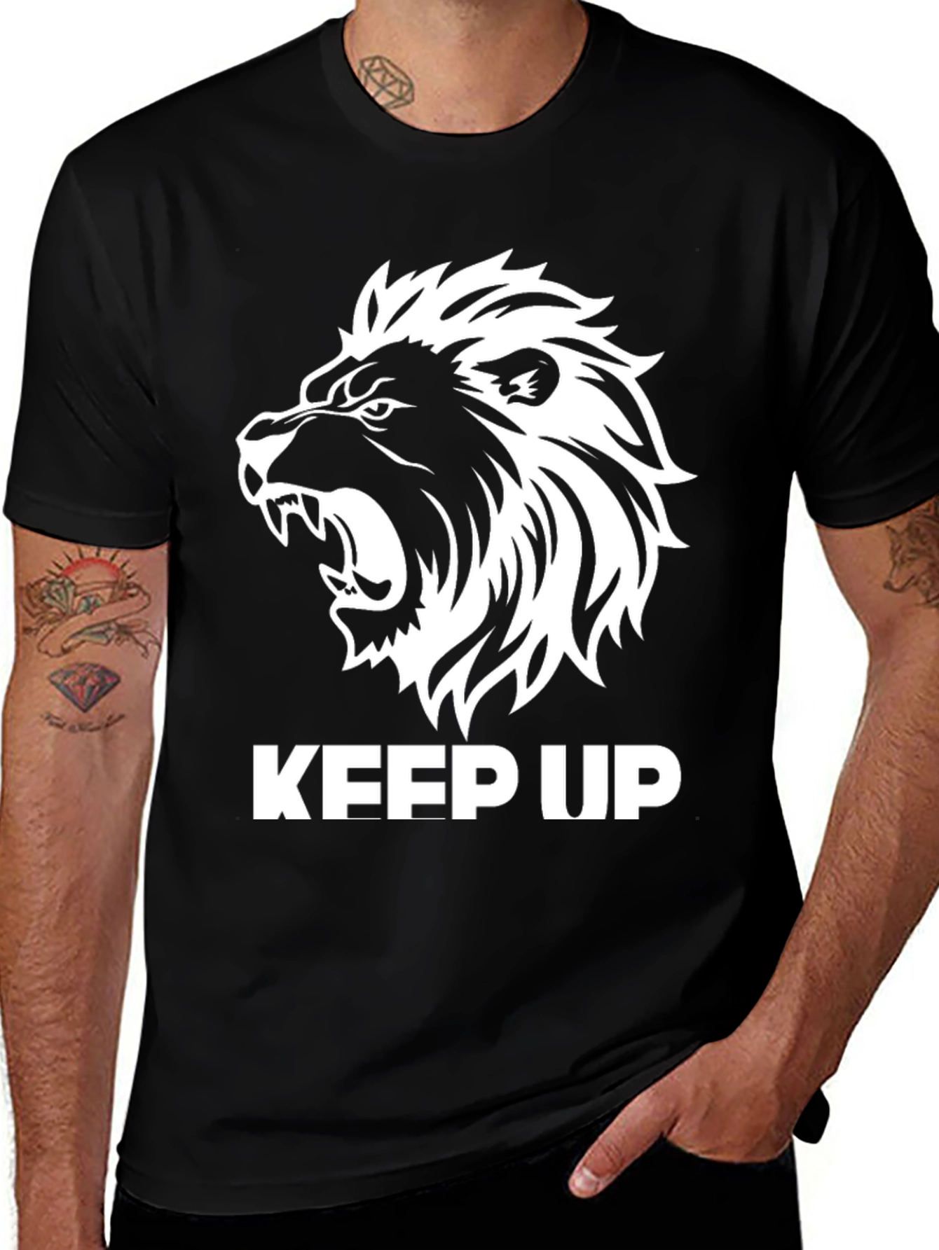 Keep Up Lion Graphic Tee - Mens Black T-Shirt