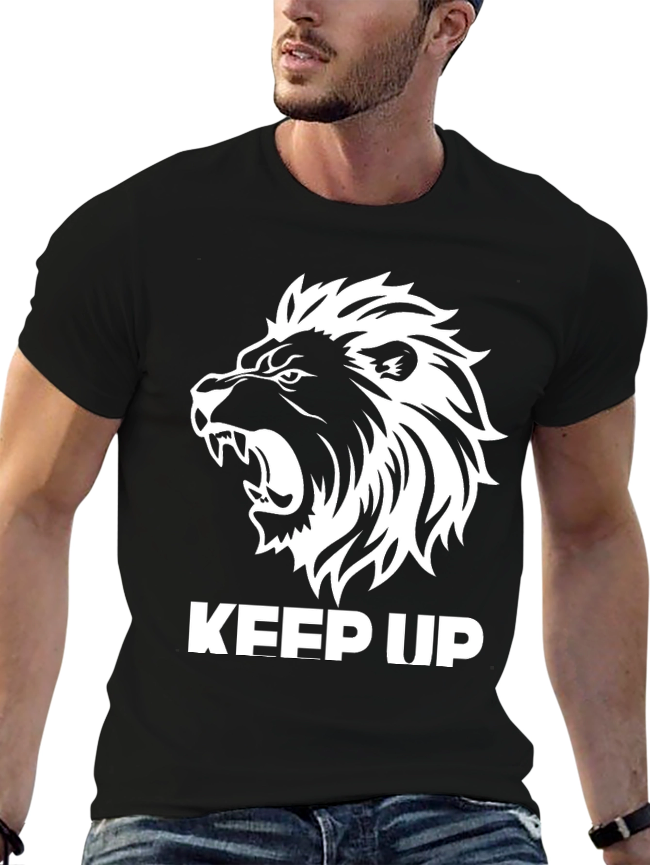 Keep Up Lion Graphic Tee - Mens Black T-Shirt