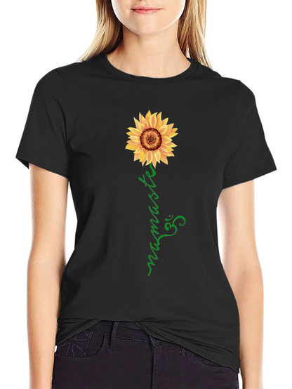 Sunflower Namaste Graphic Tee - Black