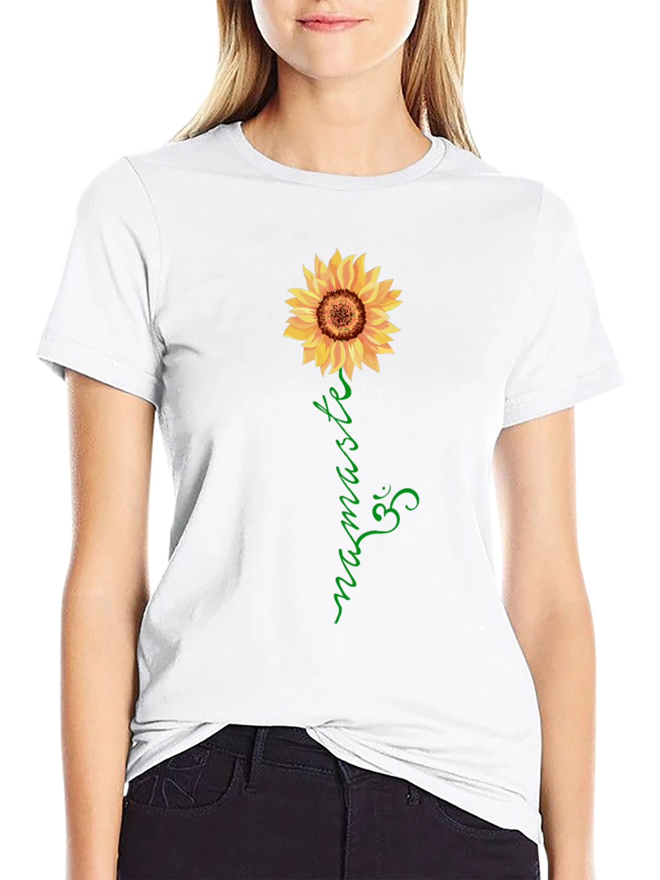 Sunflower Namaste Graphic Tee - Black