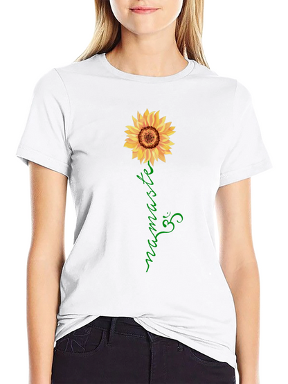 Sunflower Namaste Graphic Tee - Black