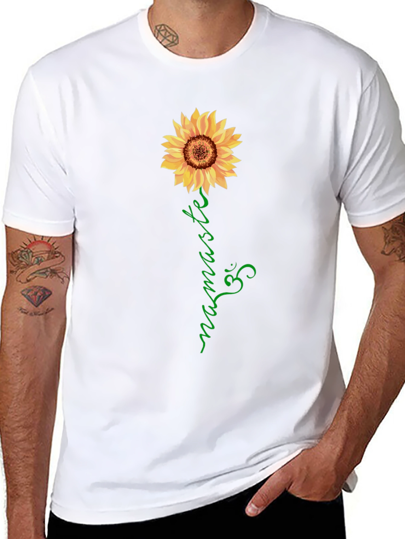 Sunflower Namaste Graphic Tee - Black