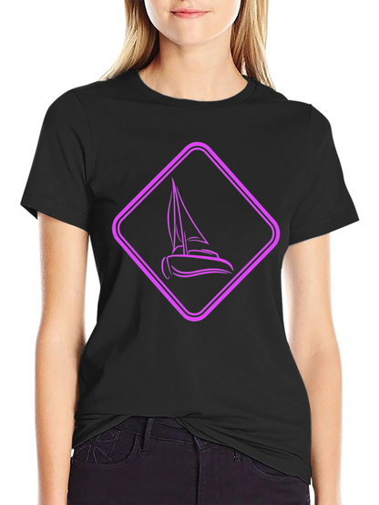 Sailboat Graphic Tee - Modern Black Shirt