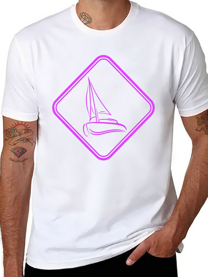 Sailboat Graphic Tee - Modern Black Shirt