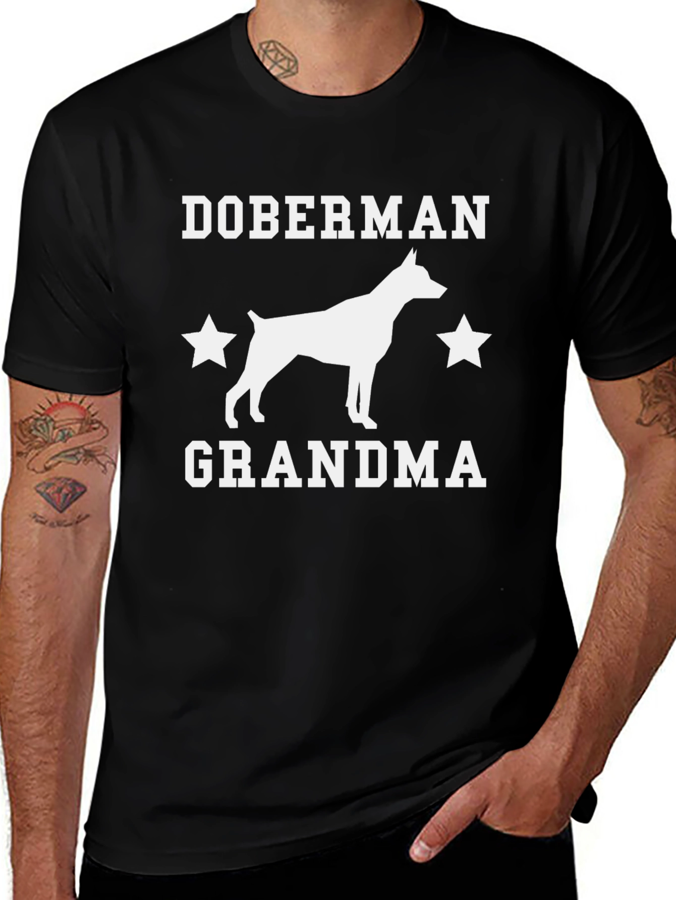 Doberman Grandma Graphic Tee - Black Cotton T-Shirt