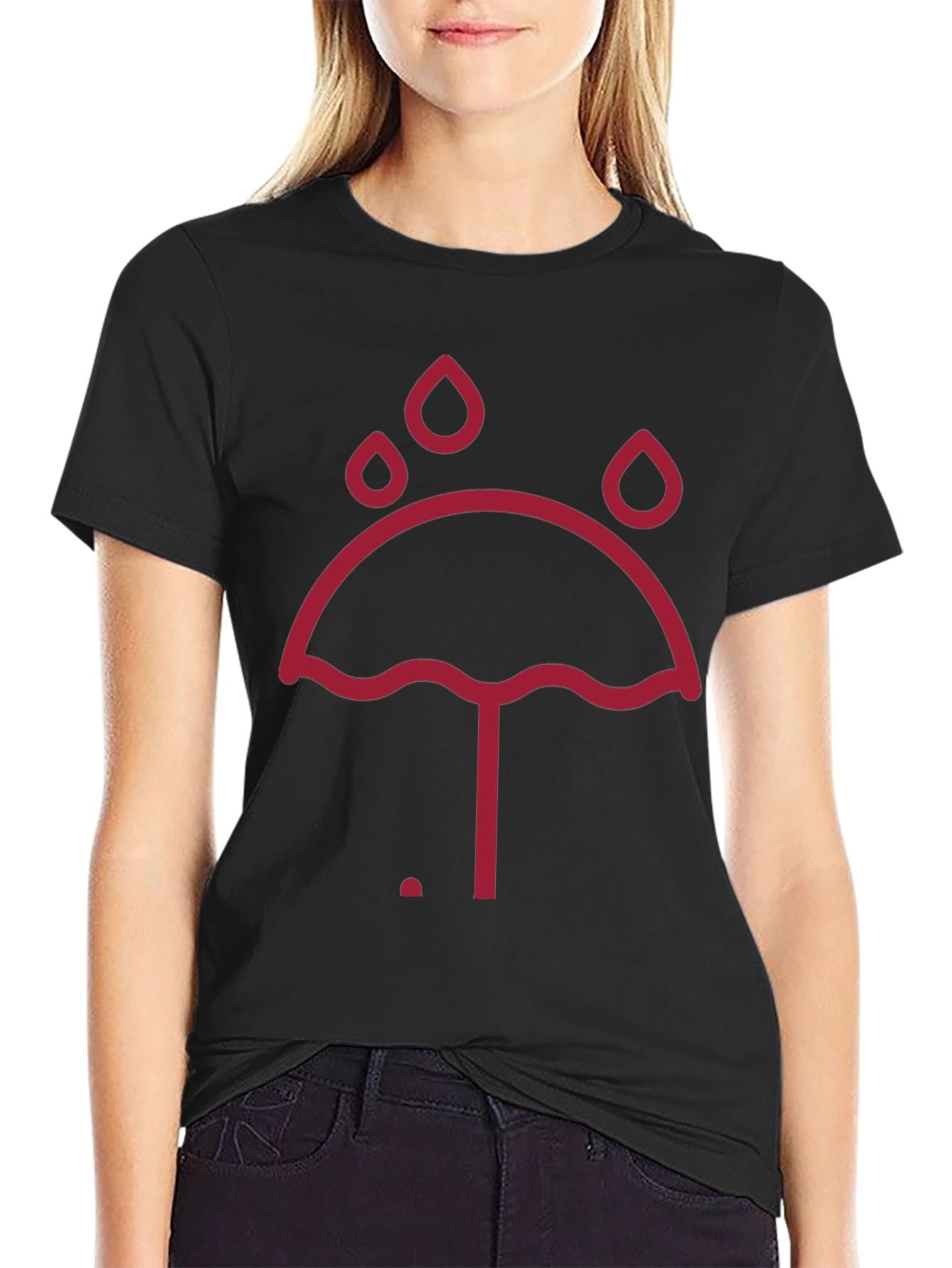 Umbrella Raindrop Graphic Tee - Unisex Black T-Shirt