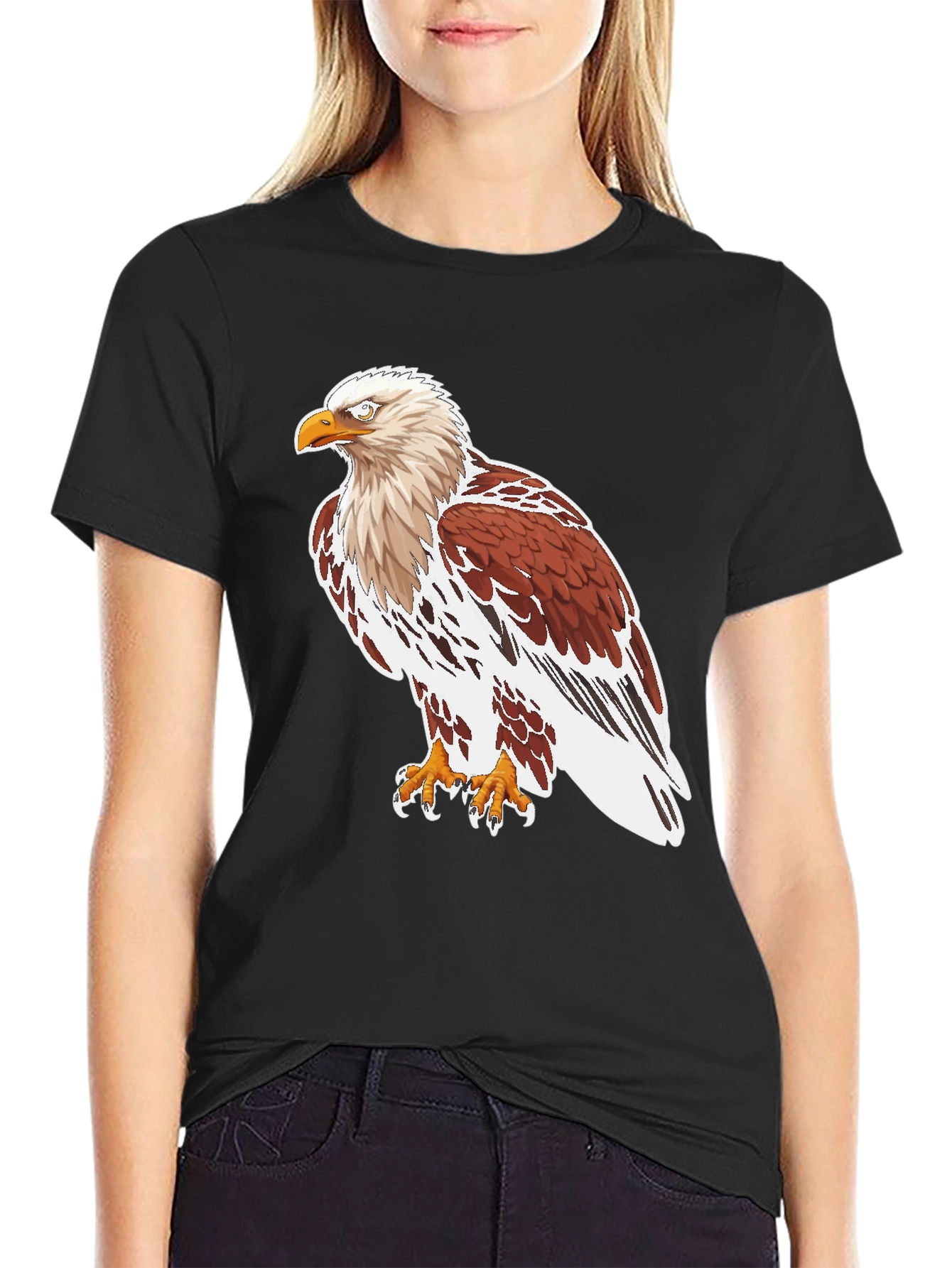 Eagle Graphic Tee - Black Cotton T-Shirt