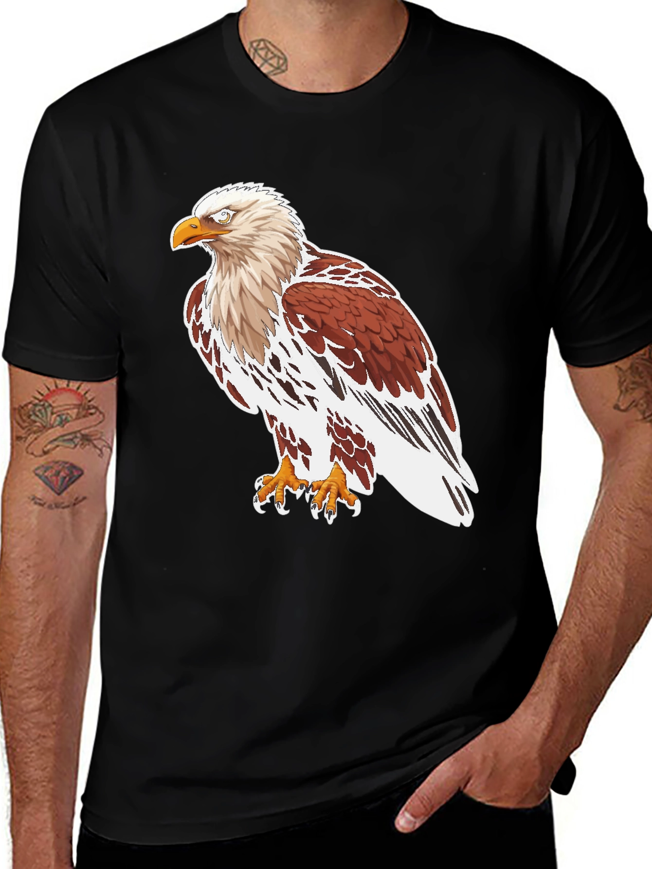 Eagle Graphic Tee - Black Cotton T-Shirt