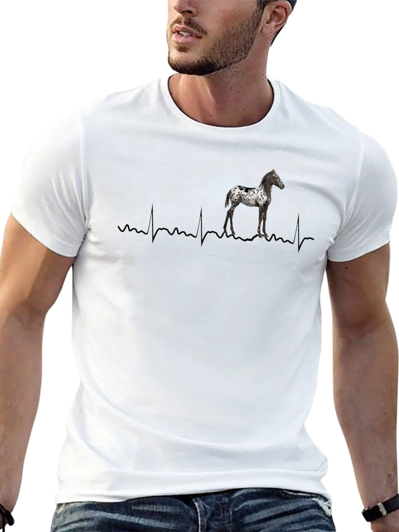 Horse Heartbeat T-Shirt - Black