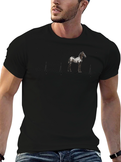 Horse Heartbeat T-Shirt - Black