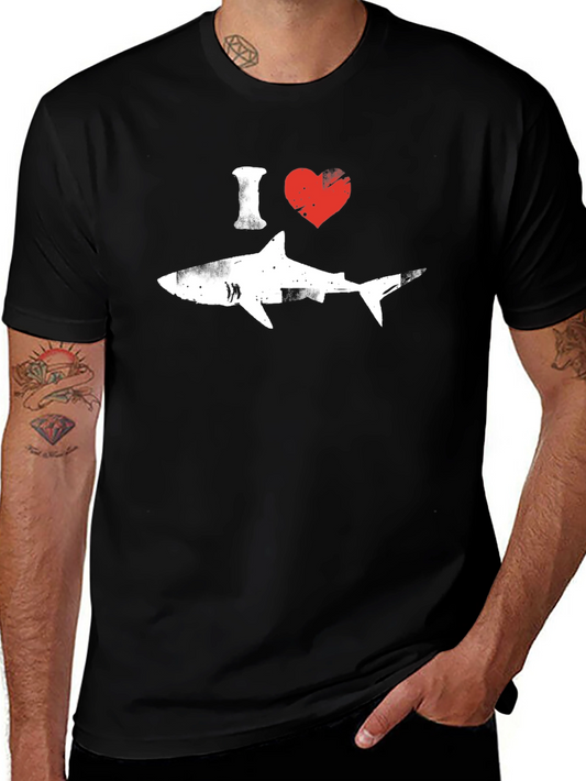 I Heart Sharks Graphic T-Shirt - Black Cotton Tee