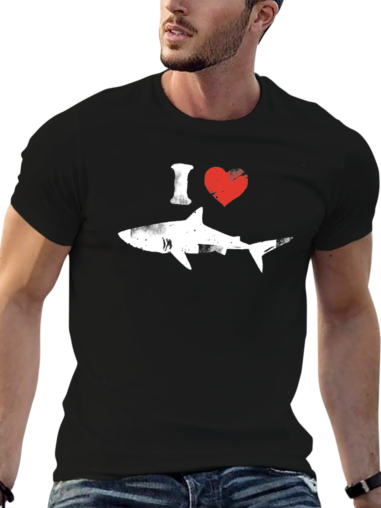 I Heart Sharks Graphic T-Shirt - Black Cotton Tee