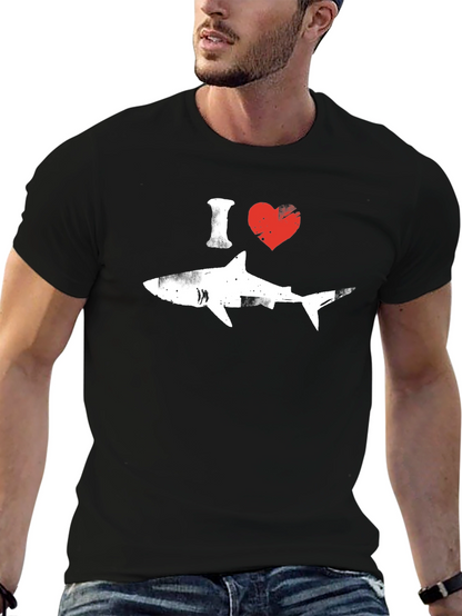 I Heart Sharks Graphic T-Shirt - Black Cotton Tee