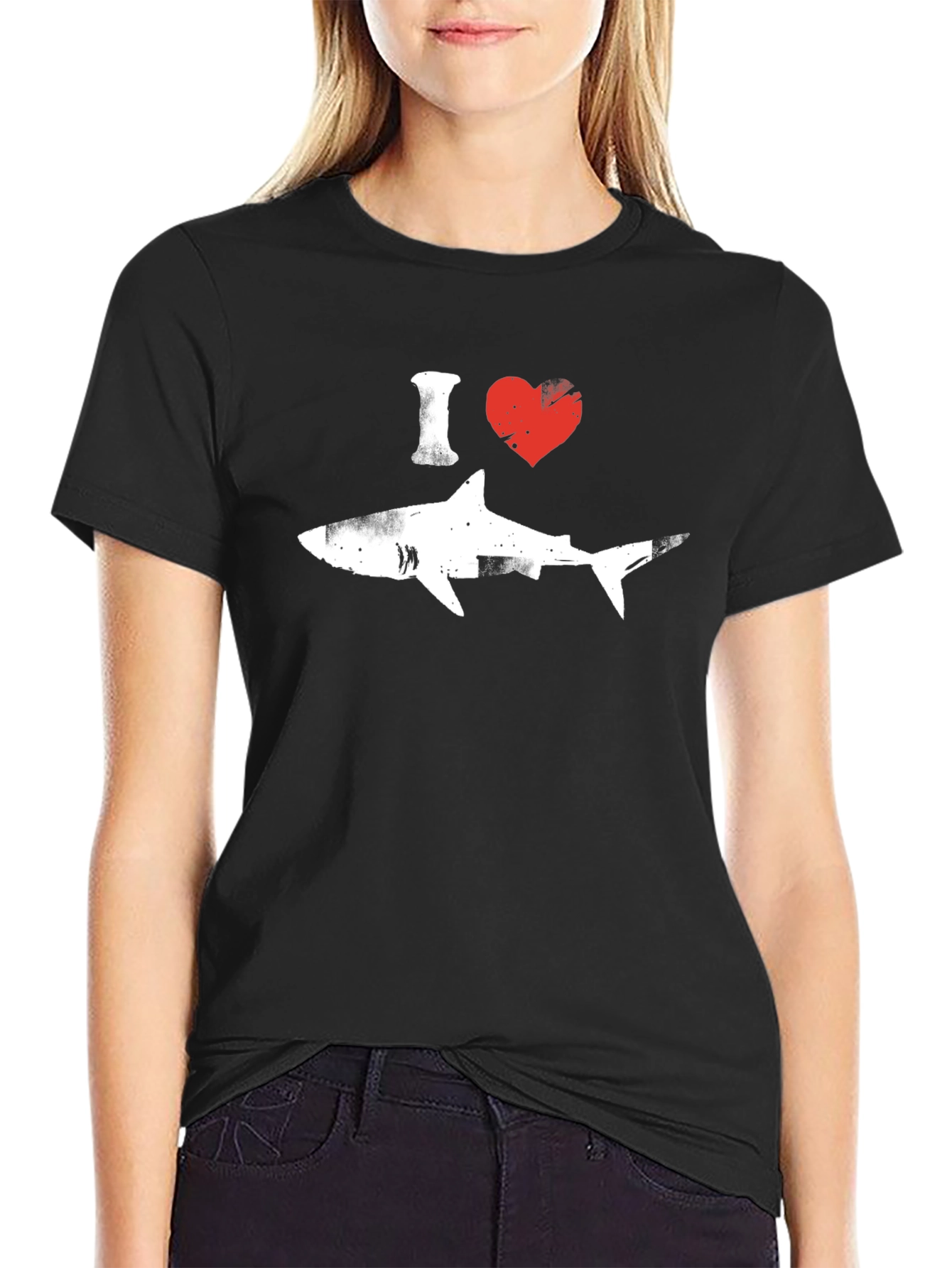 I Heart Sharks Graphic T-Shirt - Black Cotton Tee