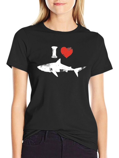 I Heart Sharks Graphic T-Shirt - Black Cotton Tee