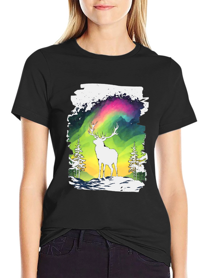 Deer Aurora Graphic T-Shirt