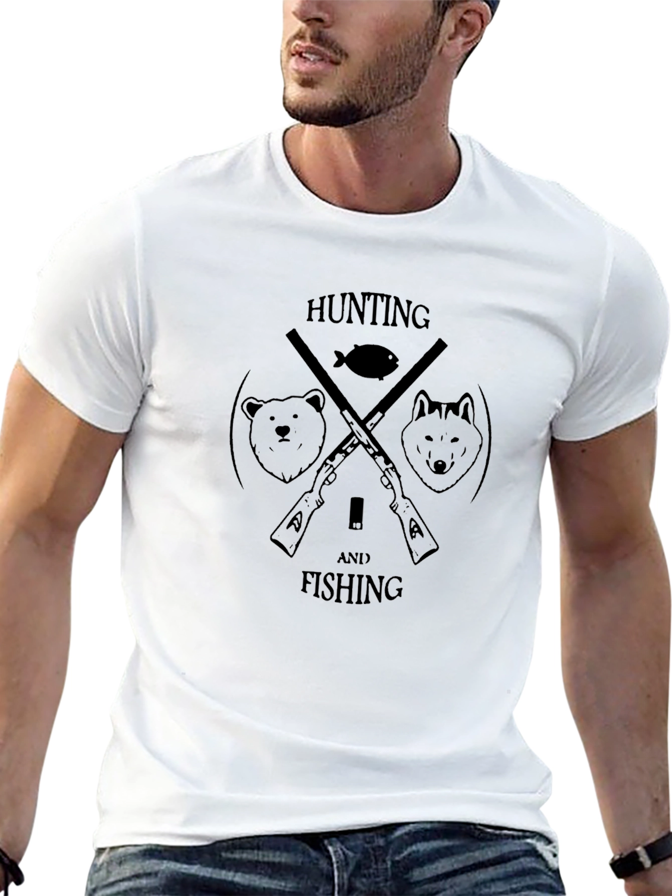 Hunting and Fishing Black Graphic Tee