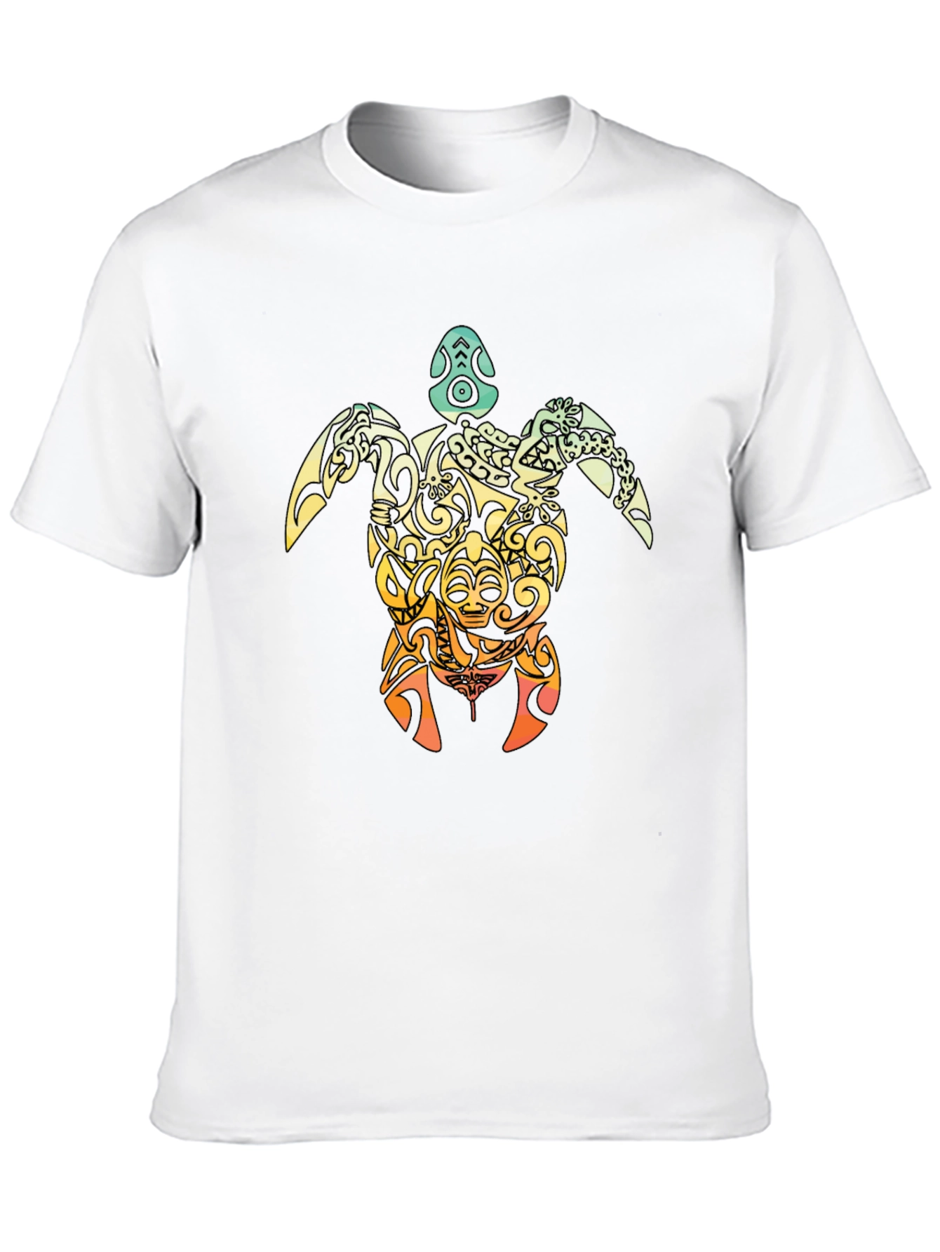 Tribal Turtle Graphic T-Shirt - Black