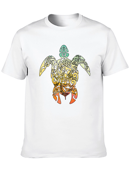 Tribal Turtle Graphic T-Shirt - Black