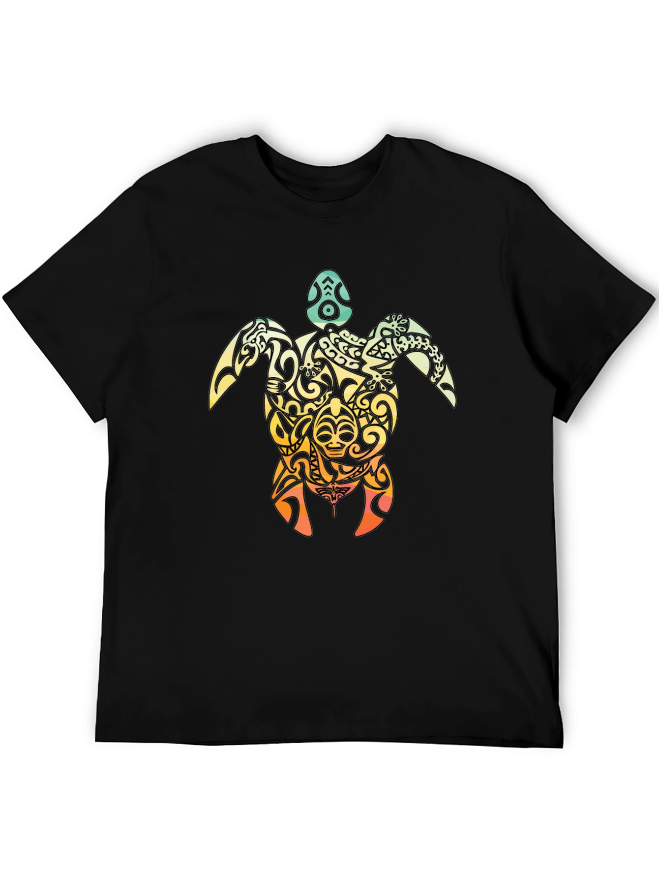 Tribal Turtle Graphic T-Shirt - Black