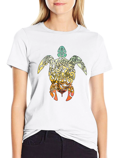 Tribal Turtle Graphic T-Shirt - Black