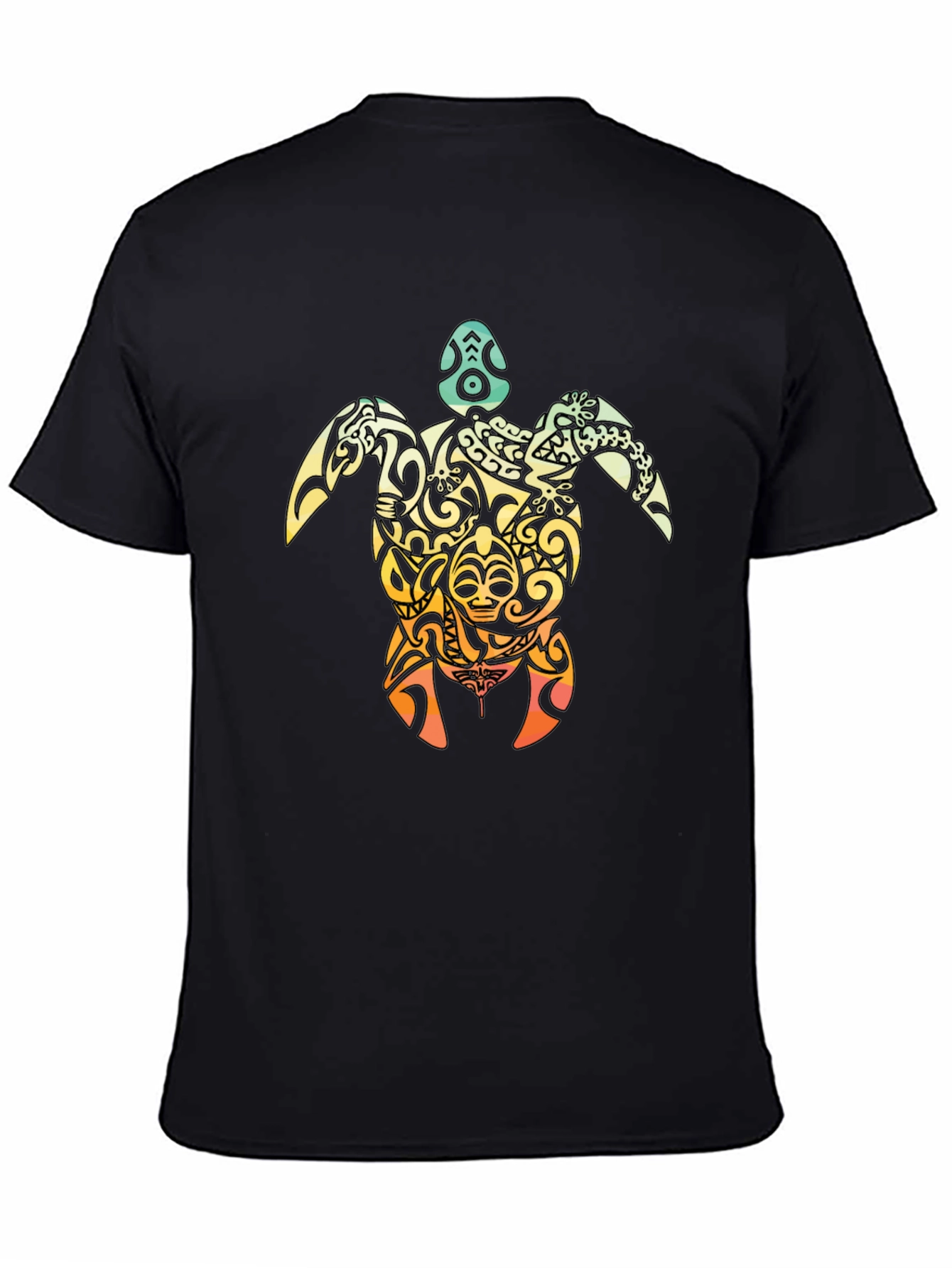 Tribal Turtle Graphic T-Shirt - Black