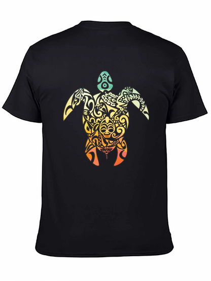 Tribal Turtle Graphic T-Shirt - Black