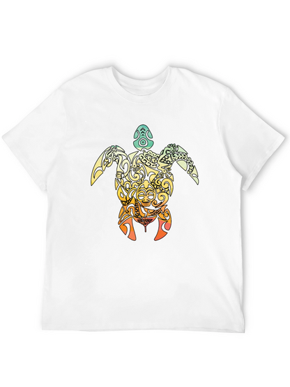 Tribal Turtle Graphic T-Shirt - Black