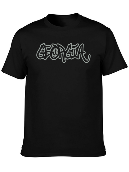 Georgia Graffiti Style Graphic T-Shirt - Black